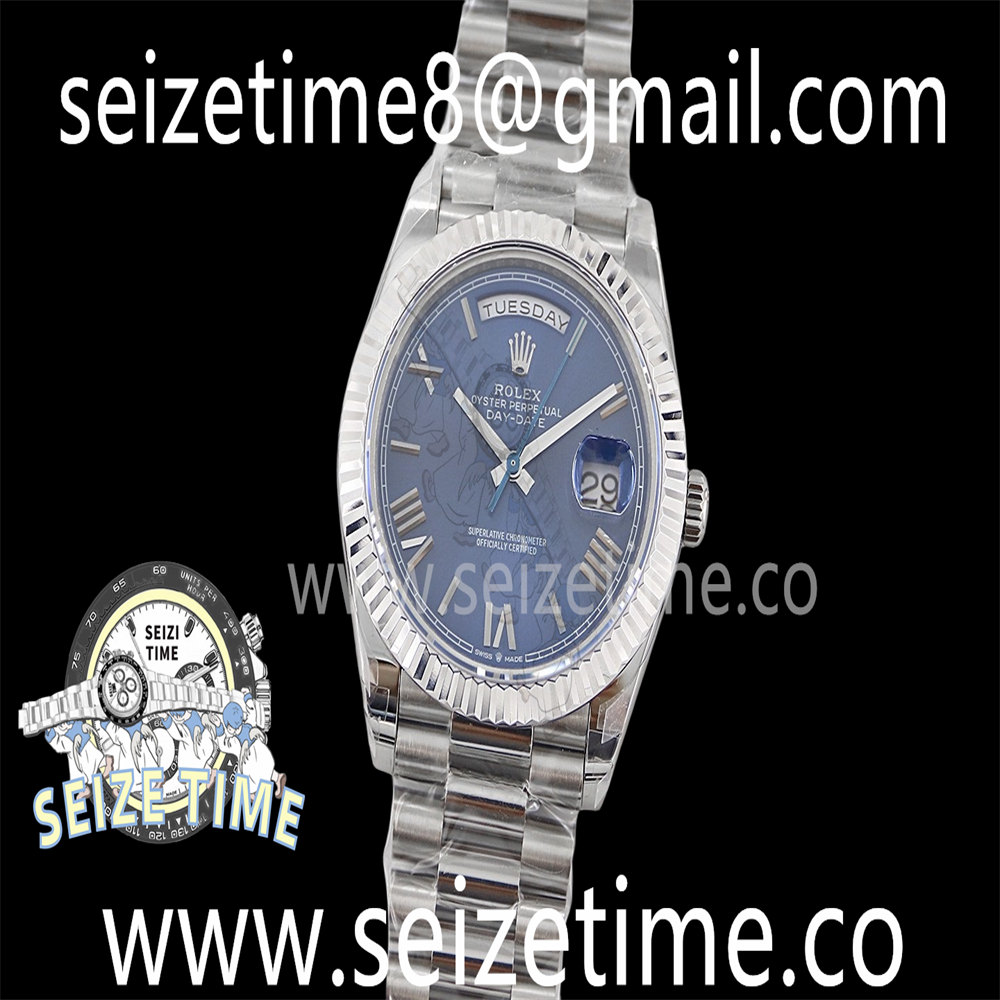 Day Date 40 SS 904L Steel TWSF 1:1 Best Edition Blue Roman Dial on SS Bracelet A2836