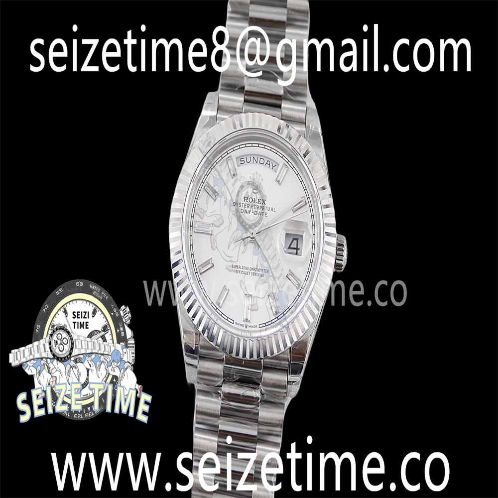 Day Date 40 SS 904L Steel TWSF 1:1 Best Edition White Crystal Dial on SS Bracelet A2836