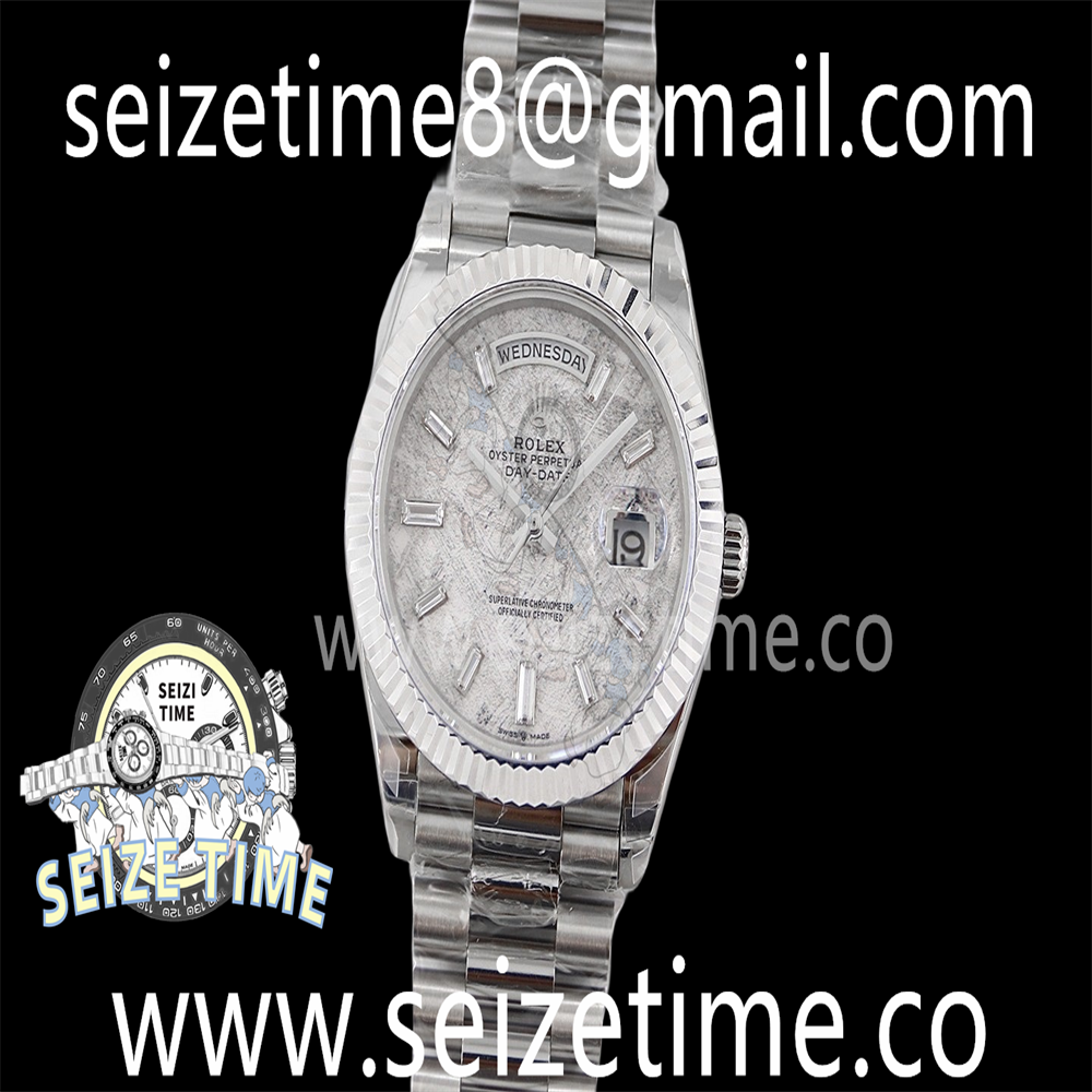 Day Date 40 SS 904L Steel TWSF 1:1 Best Edition Meteorite Crystal Dial on SS Bracelet A2836