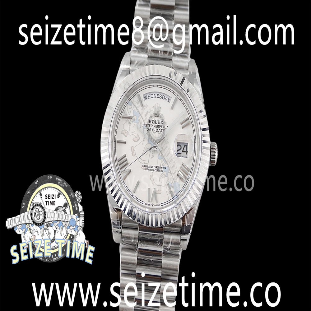 Day Date 40 SS 904L Steel TWSF 1:1 Best Edition Silver Roman Dial on SS Bracelet A2836