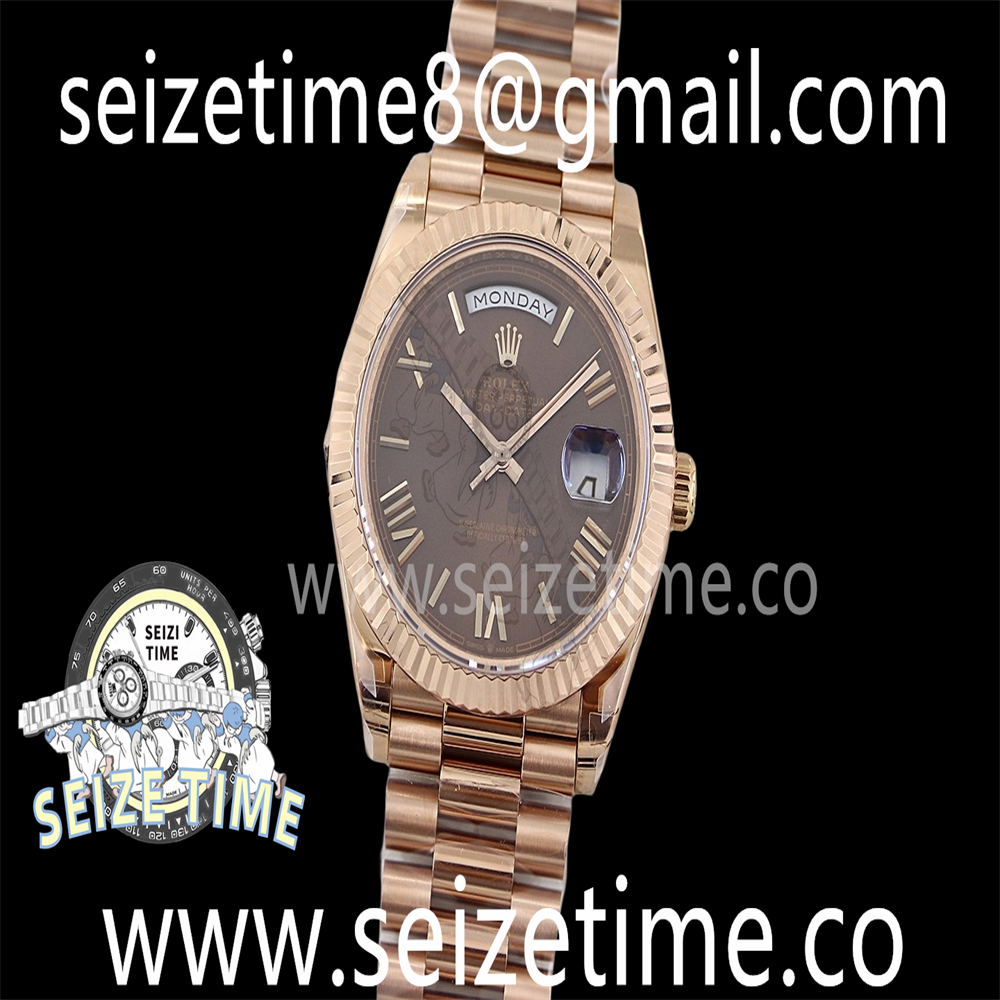 Day Date 40 RG 904L Steel TWSF 1:1 Best Edition Brown Roman Dial on RG Bracelet A2836