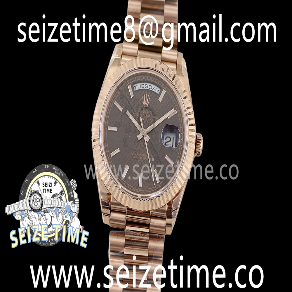 Day Date 40 RG 904L Steel TWSF 1:1 Best Edition Brown Dial on RG Bracelet A2836