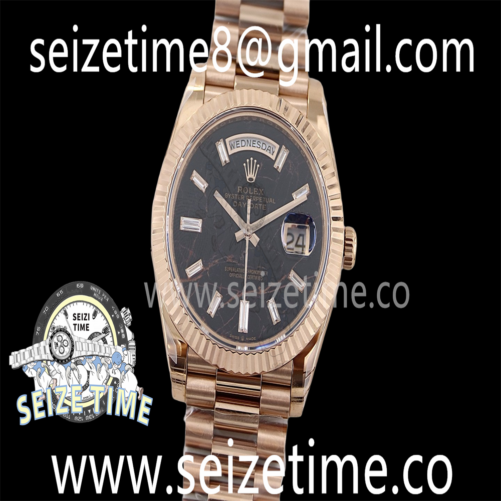 Day Date 40 RG 904L Steel TWSF 1:1 Best Edition Black Crystal Dial on RG Bracelet A2836