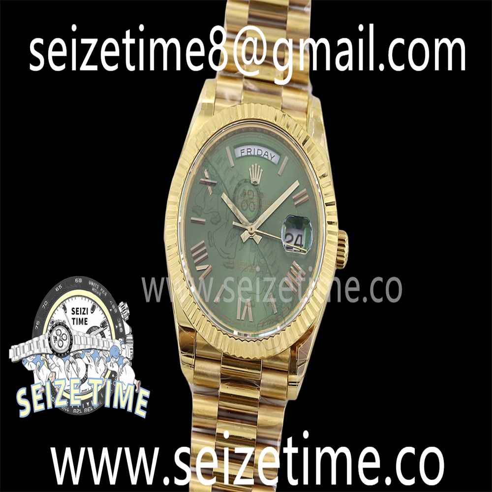 Day Date 40 YG 904L Steel TWSF 1:1 Best Edition Green Roman Dial on YG Bracelet A2836