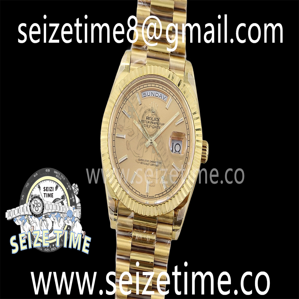 Day Date 40 YG 904L Steel TWSF 1:1 Best Edition YG Stick Dial on YG Bracelet A2836