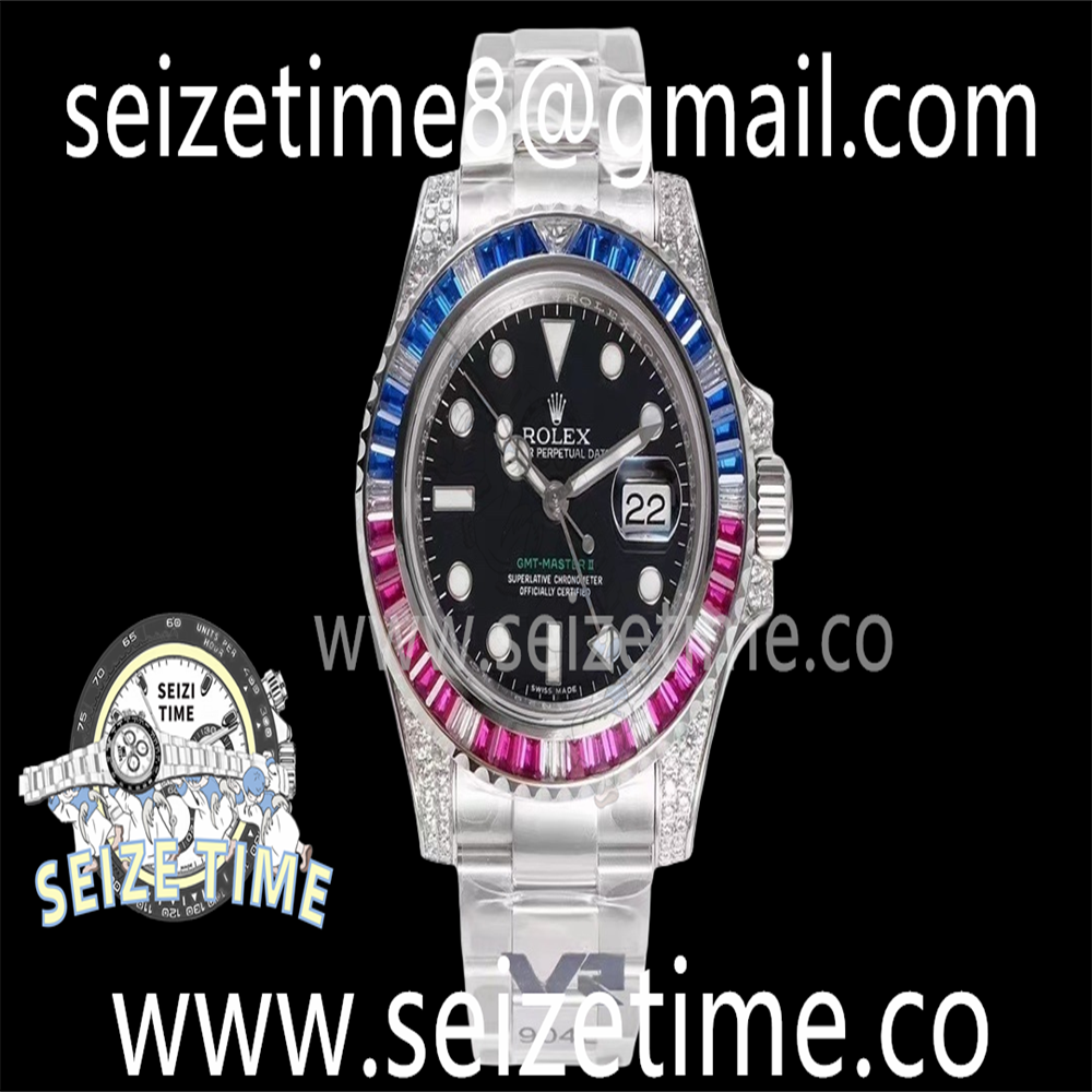 GMT-Master II 904L SS Ruby Bezel VRF 1:1 Best Edition Black Dial on SS Oyster Bracelet A2836