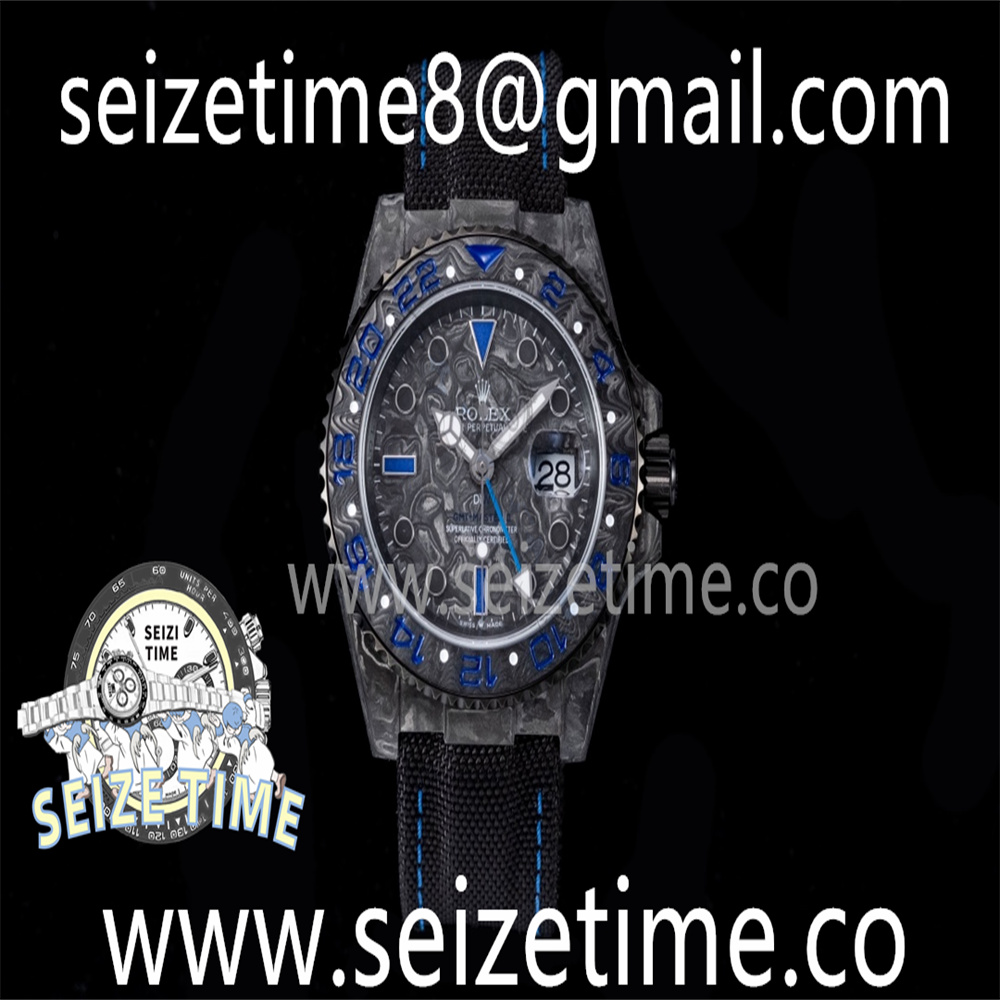 GMT DIW Carbon OMF Best Edition Black/Blue Black Dial on Black Nylon Strap SA3186