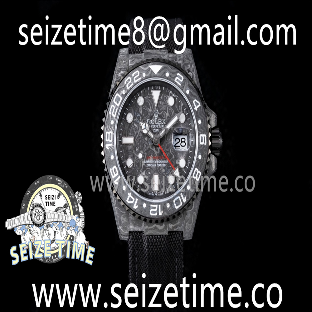 GMT DIW Carbon OMF Best Edition All Black Black Dial on Black Nylon Strap SA3186