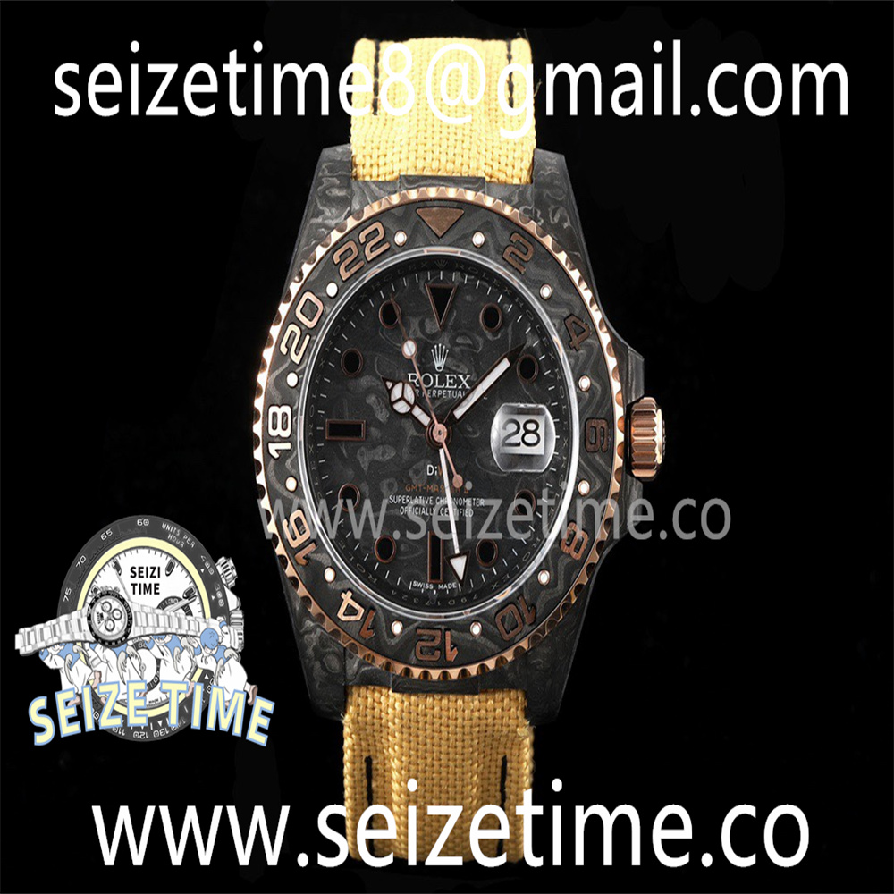 GMT Carbon DIWF Best Edition Carbon Dial RG Bezel on Yellow Nylon Strap SA3285 CHS V2