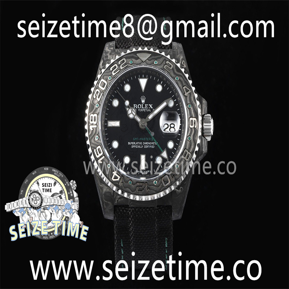 GMT Carbon DIWF Best Edition Black Dial Green Hand on Black Nylon Strap SA3285 CHS V2