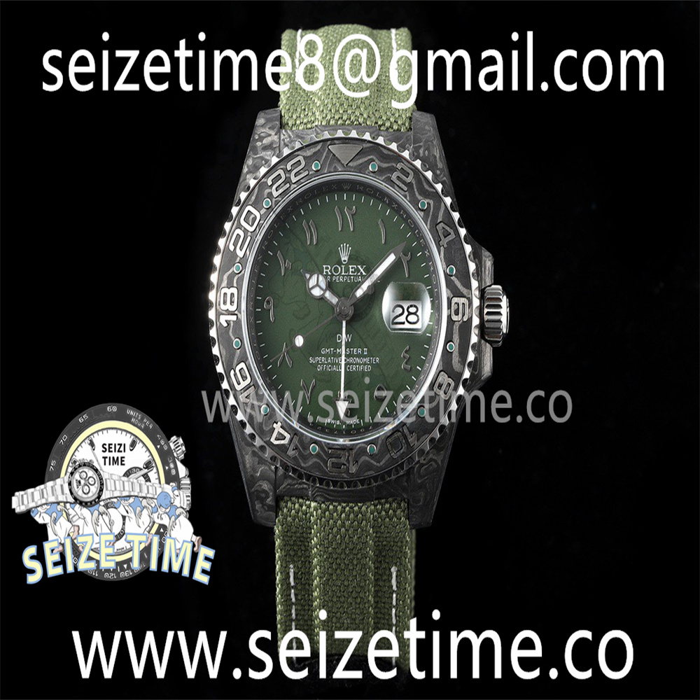 GMT Carbon DIWF Best Edition Green Arabic Dial on Green Nylon Strap SA3285 CHS V2