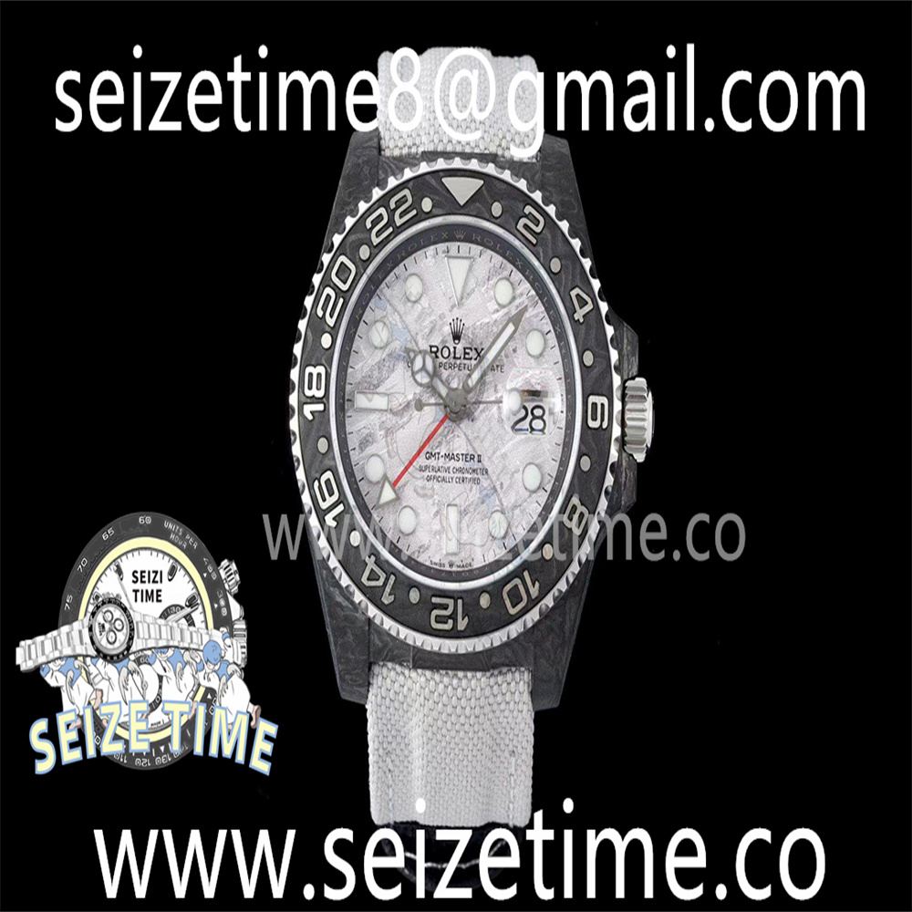 GMT Carbon DIWF Best Edition Meteorite Dial on White Nylon Strap SA3285 CHS V2