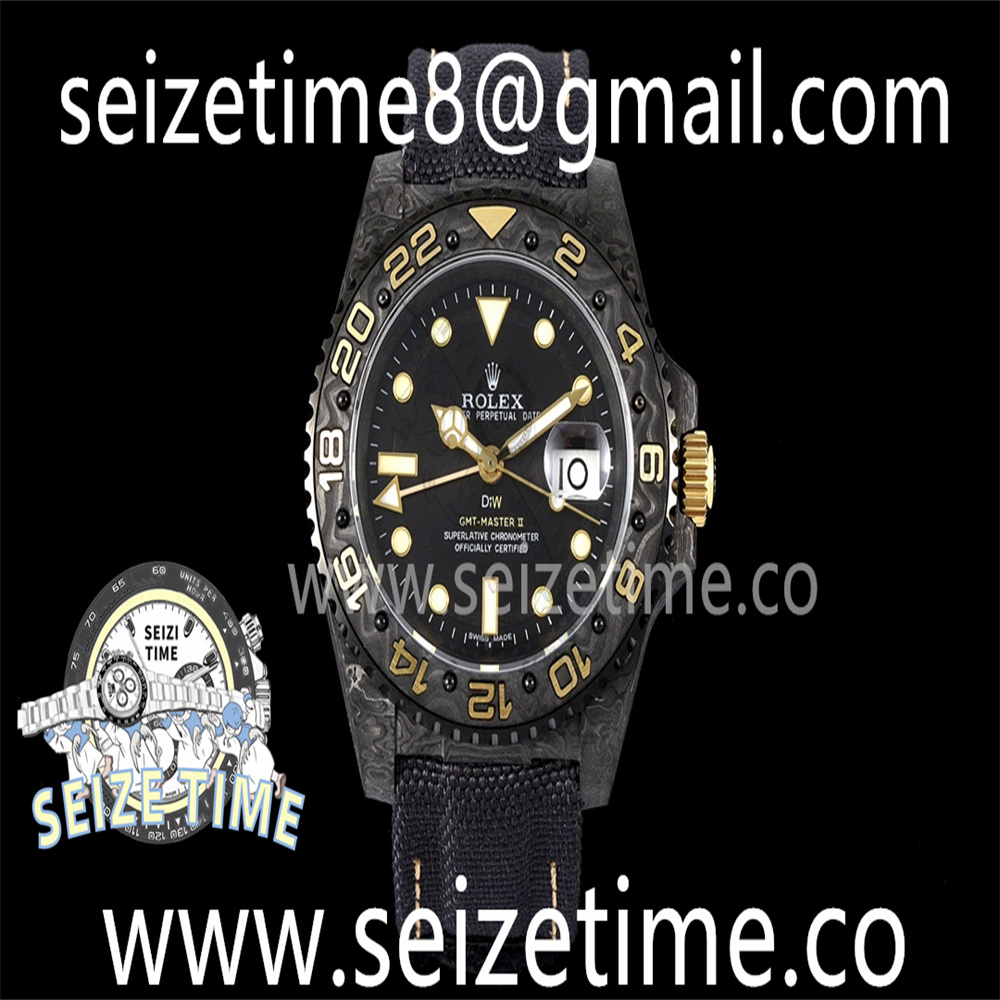 GMT Carbon DIWF Best Edition Black Dial YG Markers on Black Nylon Strap SA3285 CHS V2