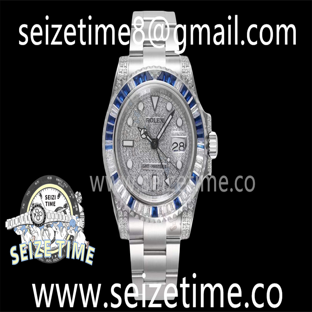 GMT-Master II 904L SS ROF 1:1 Best Edition Ruby Bezel Diamond Dial on SS Oyster Bracelet A2836