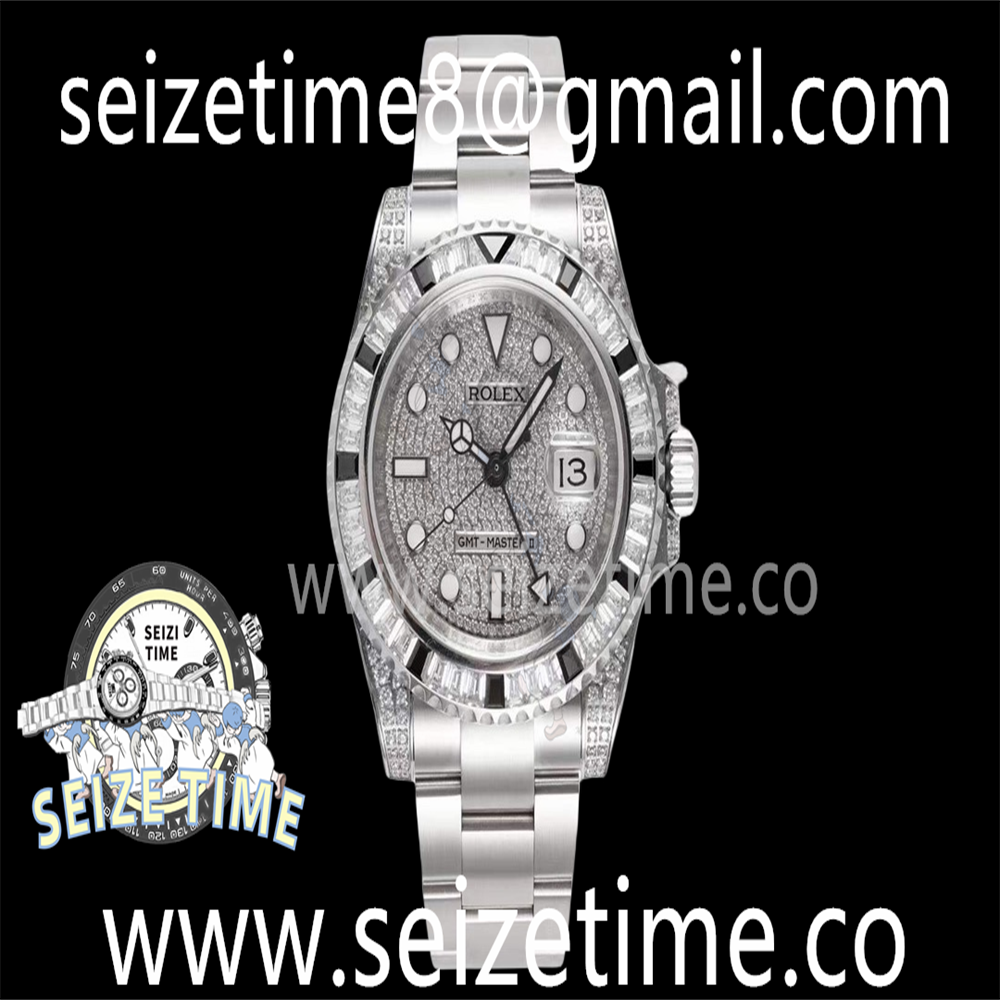 GMT-Master II 904L SS ROF 1:1 Best Edition Ruby Bezel Diamond Dial on SS Oyster Bracelet A2836