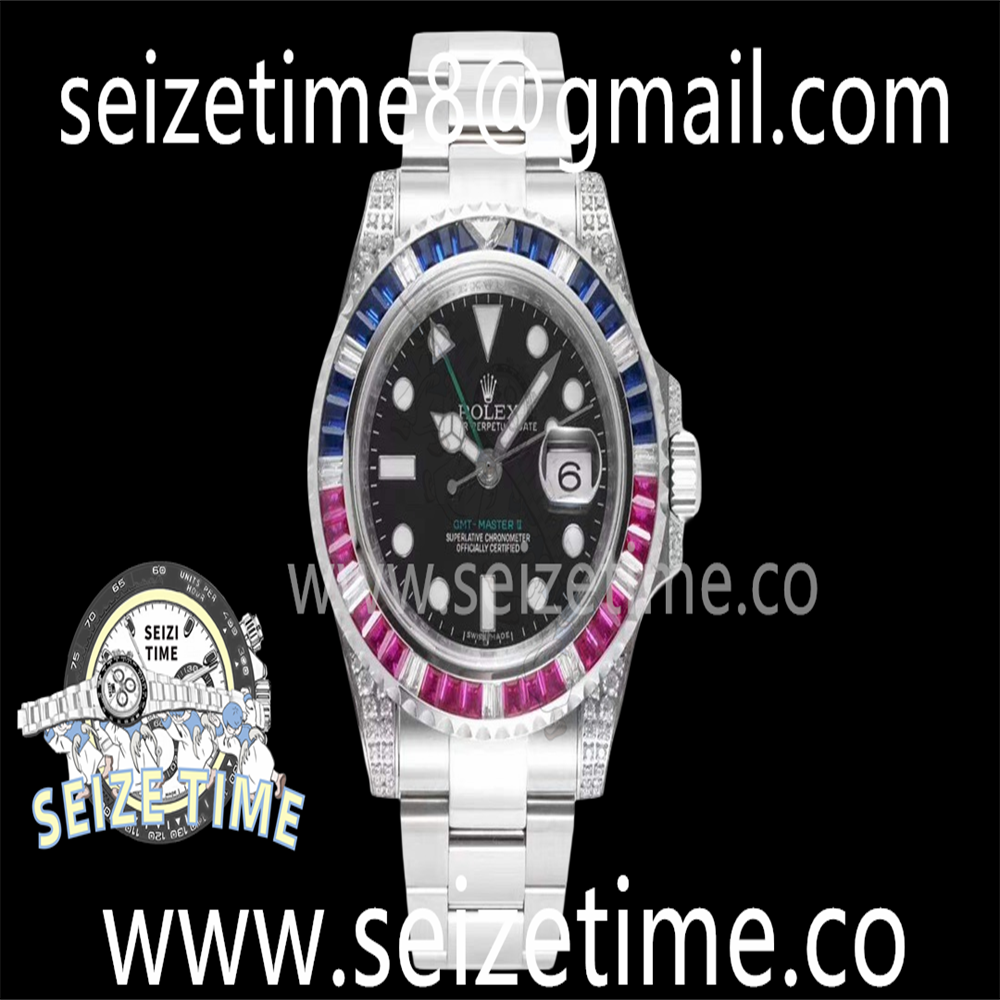 GMT-Master II 904L SS ROF 1:1 Best Edition Ruby Bezel Black Dial on SS Oyster Bracelet A2836