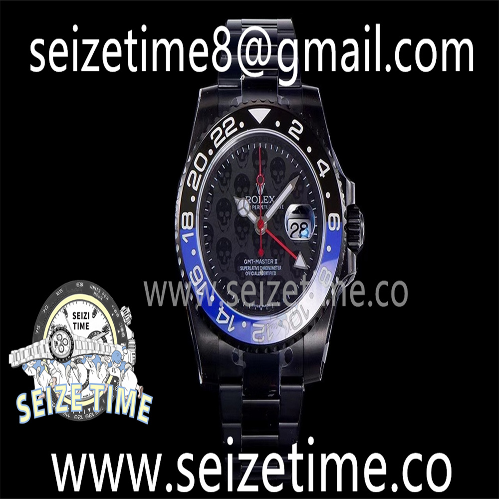 Titan Black “Revenge” GMT-Master II 116710BLNR 904L DLC LF 1:1 Best Edition Skull Dial on DLC Oyster Bracelet A3186