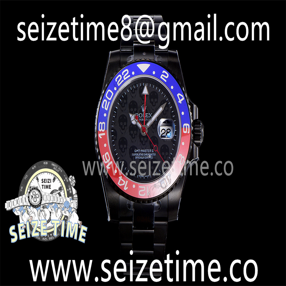 Titan Black “Revenge” GMT-Master II 116710BLRO 904L DLC LF 1:1 Best Edition Skull Dial on DLC Oyster Bracelet A3186