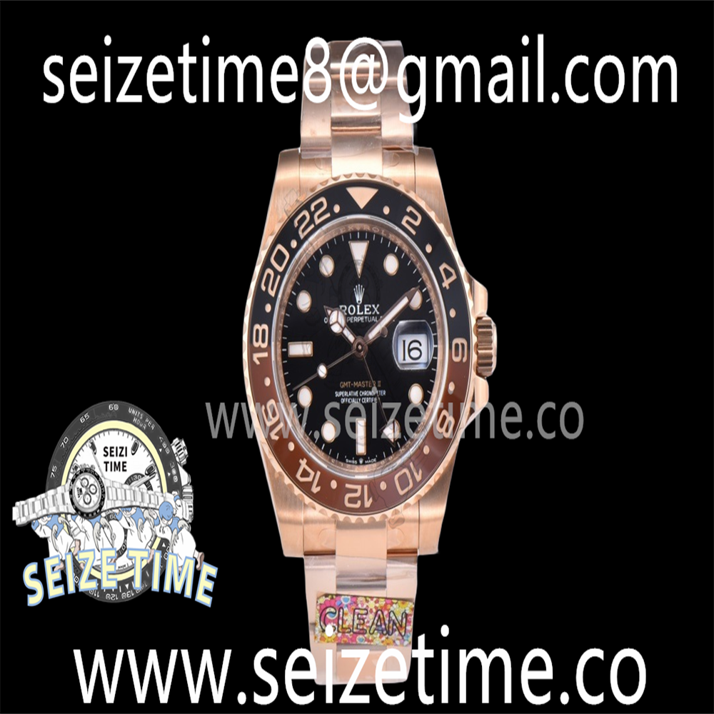 GMT-Master II 126715CHNR 904L RG CLEAN 1:1 Best Edition Black Dial Dots on RG Oyster Bracelet DD3285 CHS