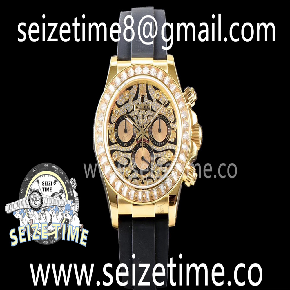 Daytona “Eye of the Tiger” 116589TBR 904L YG Best Edition Diamond Dial on Rubber Strap A4130