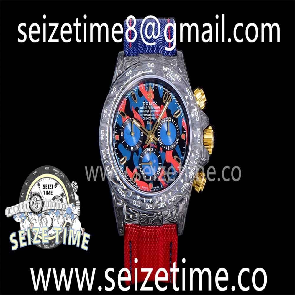 Daytona DIW Carbon OMF Best Edition Blue/Red Dial on Blue/Red Nylon Strap A7750