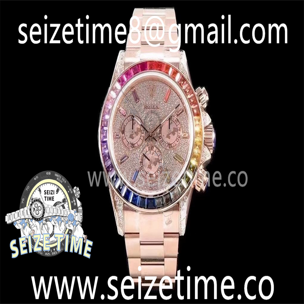 Daytona RG JHF Best Edition RG Diamonds Dial Rainbow Bezel on RG Bracelet A4130