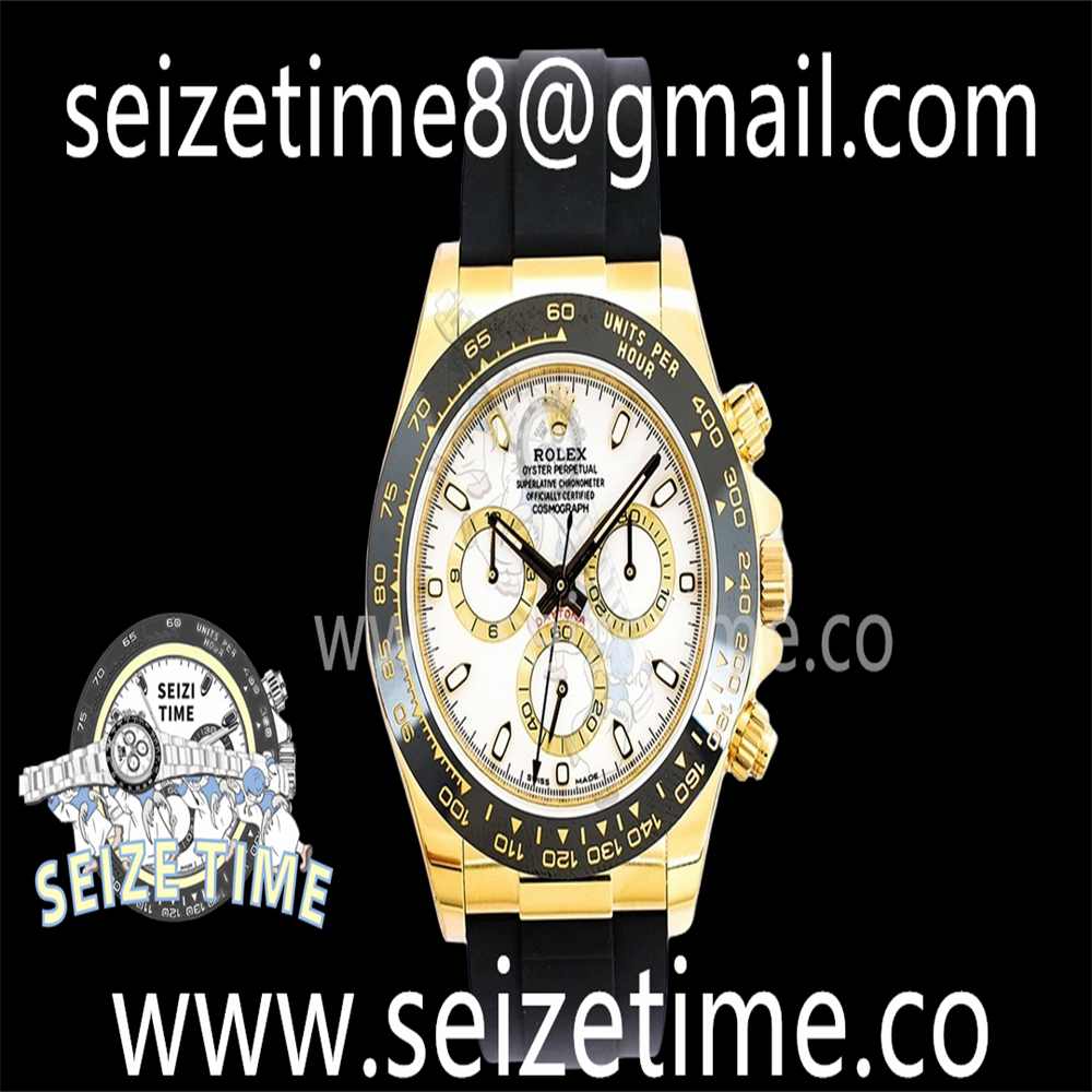 Daytona 116518 904L YG EWF 1:1 Best Edition White Dial on Rubber Strap A7750