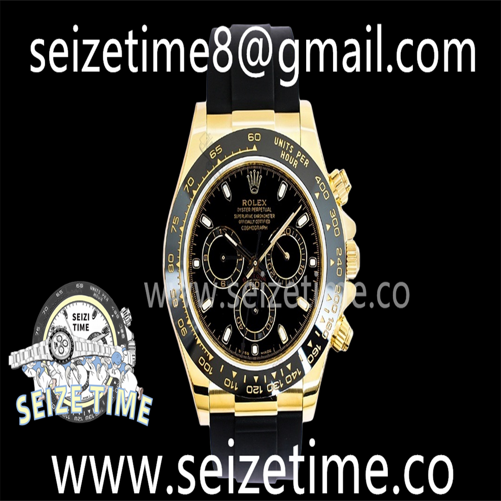 Daytona 116518 904L YG EWF 1:1 Best Edition Black Dial on Rubber Strap A7750