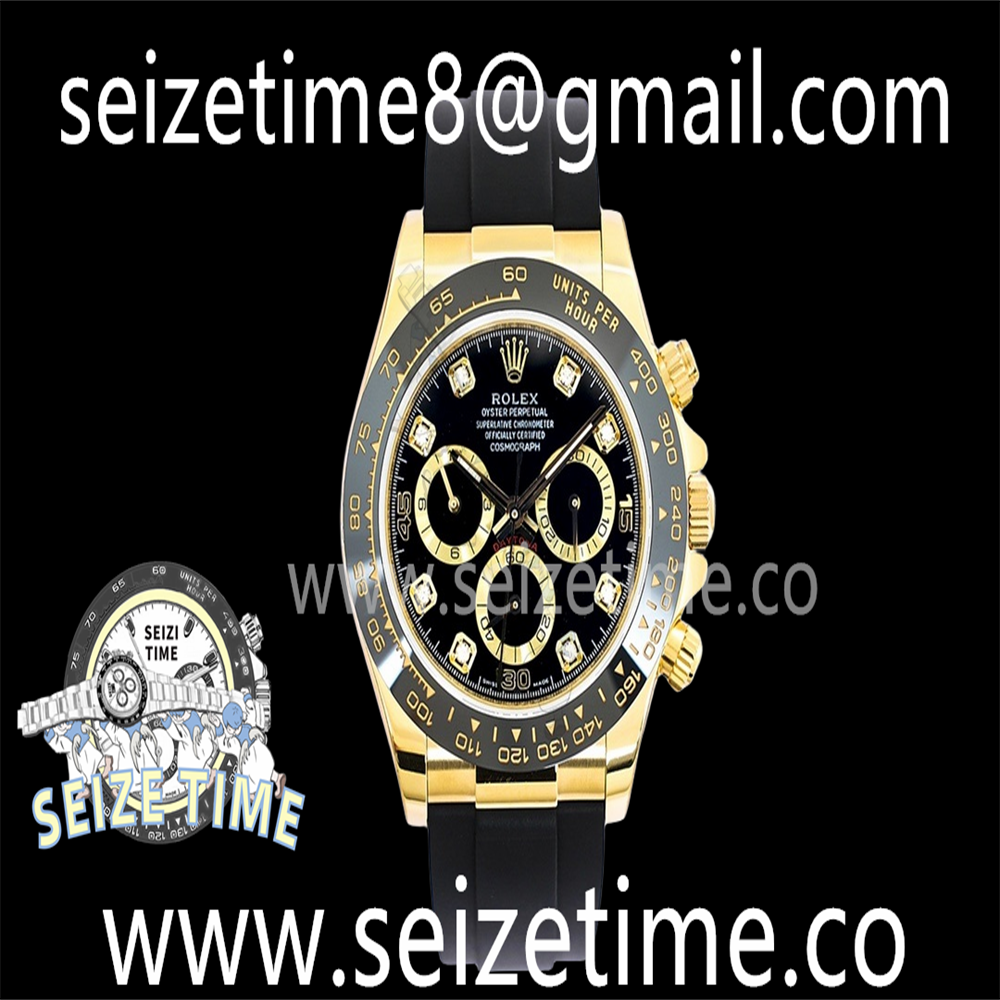 Daytona 116518 904L YG EWF 1:1 Best Edition Black Dial on Rubber Strap A7750