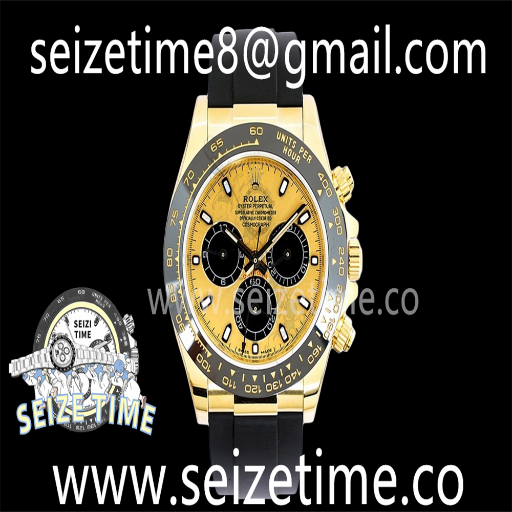 Daytona 116518 904L YG EWF 1:1 Best Edition YG Dial on Rubber Strap A7750
