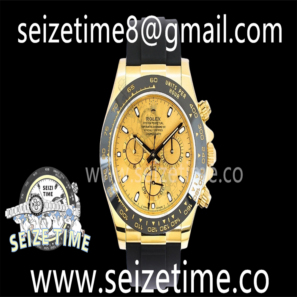 Daytona 116518 904L YG EWF 1:1 Best Edition YG Dial on Rubber Strap A7750