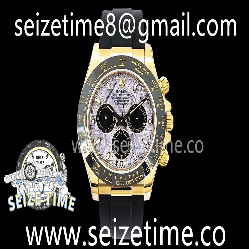 Daytona 116518 904L YG EWF 1:1 Best Edition Meteorite Dial on Rubber Strap A7750