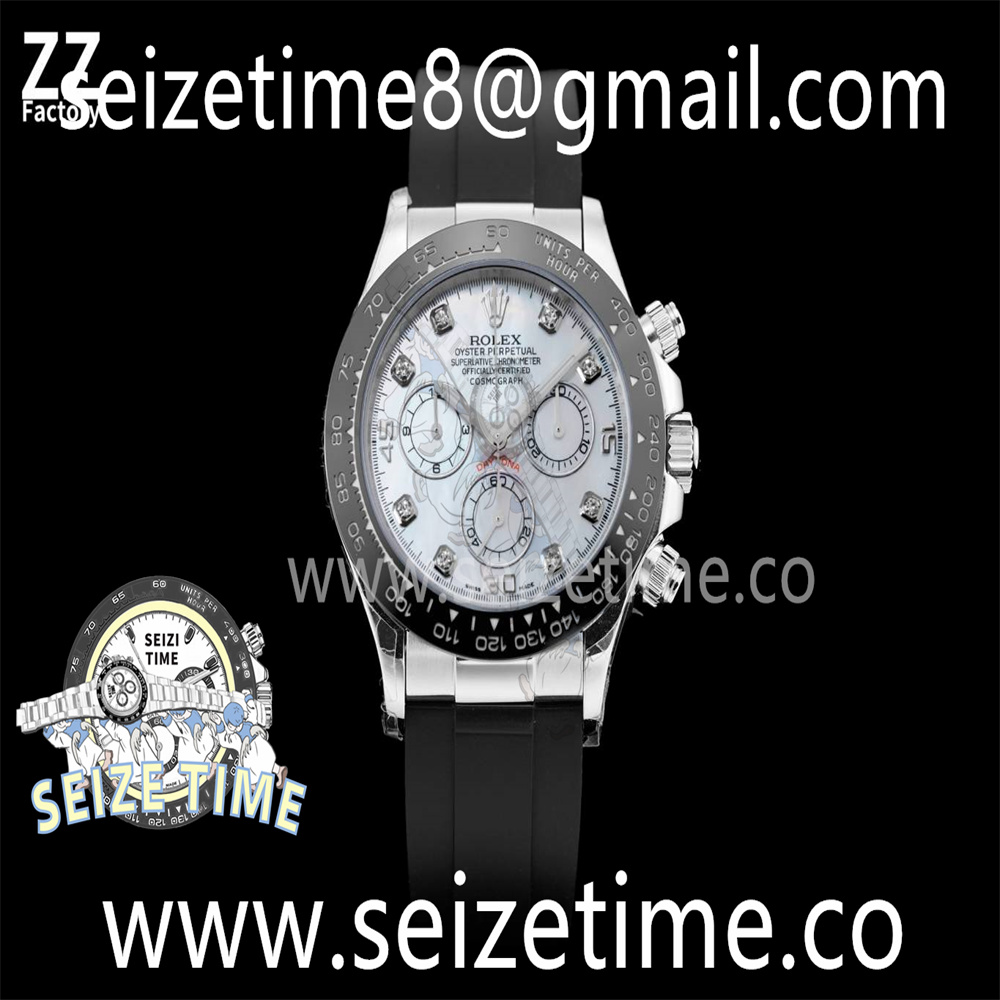 Daytona 116519 904L SS ZZF 1:1 Best Edition White MOP Dial on Rubber Strap A7750