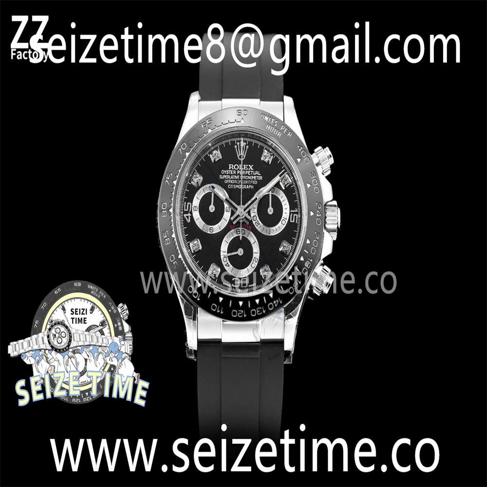 Daytona 116519 904L SS ZZF 1:1 Best Edition Black Dial on Rubber Strap A7750