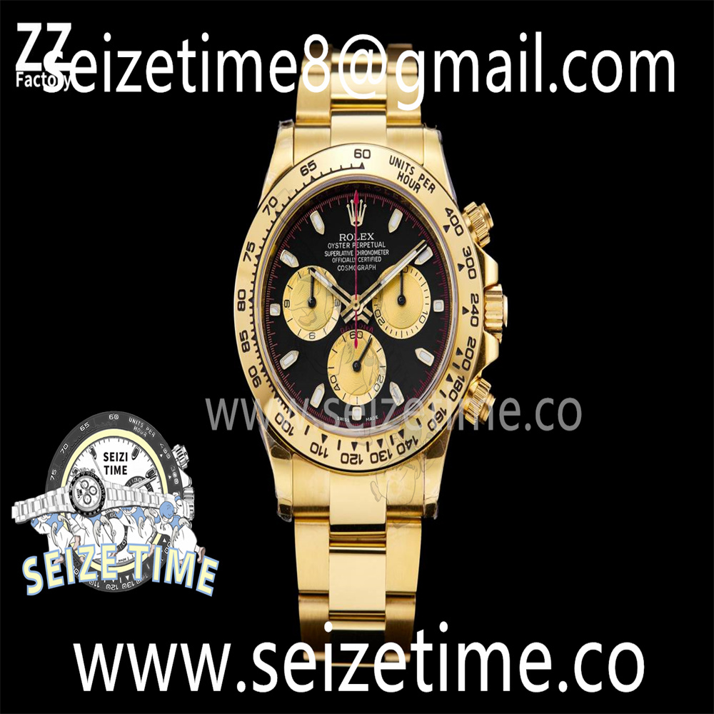 Daytona 116508 904L YG ZZF 1:1 Best Edition Black Dial on YG Bracelet A7750