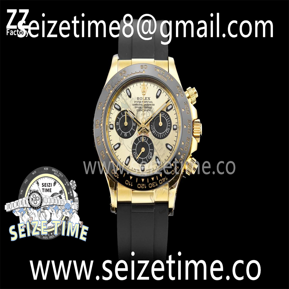 Daytona 116518 904L YG ZZF 1:1 Best Edition YG Dial on Rubber Strap A7750