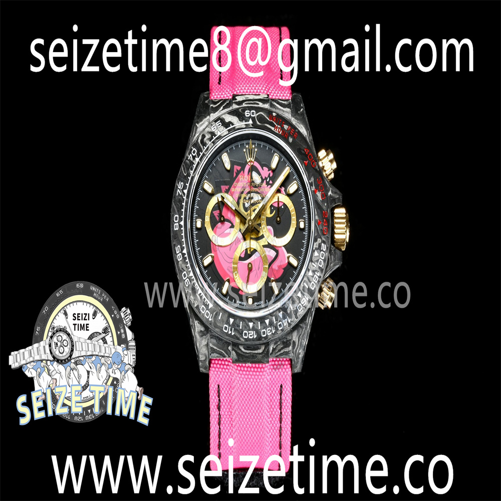 Daytona DIW Carbon TWF Best Edition Black Dial on Pink Nylon Strap A7750