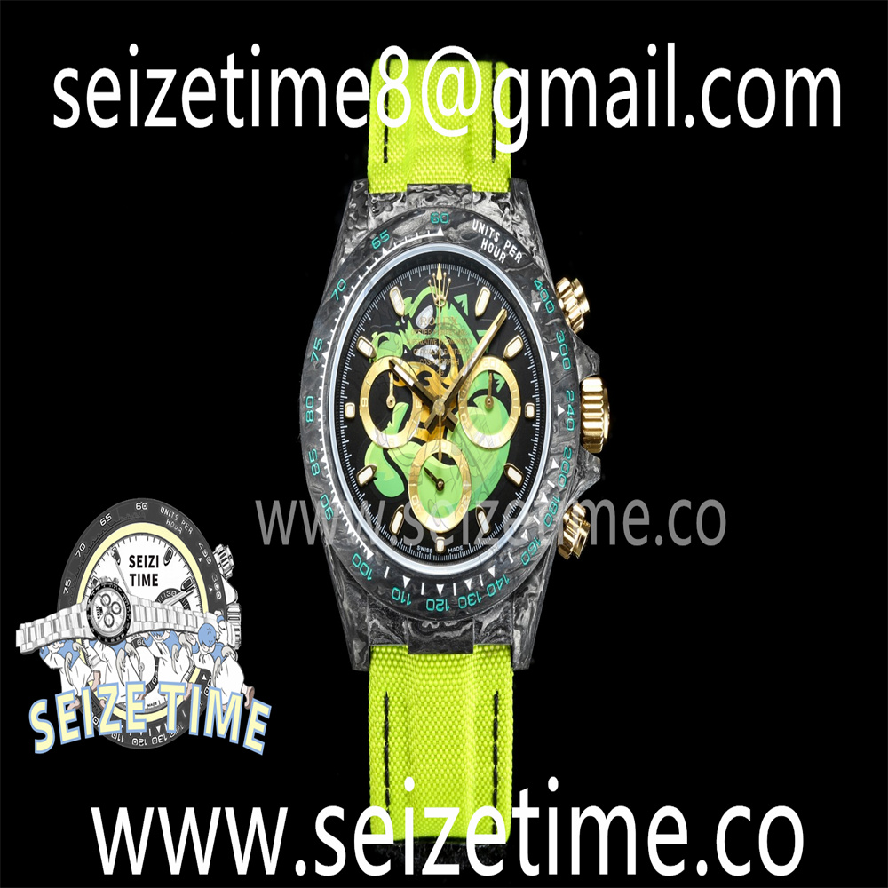Daytona DIW Carbon TWF Best Edition Black Dial on Green Nylon Strap A7750
