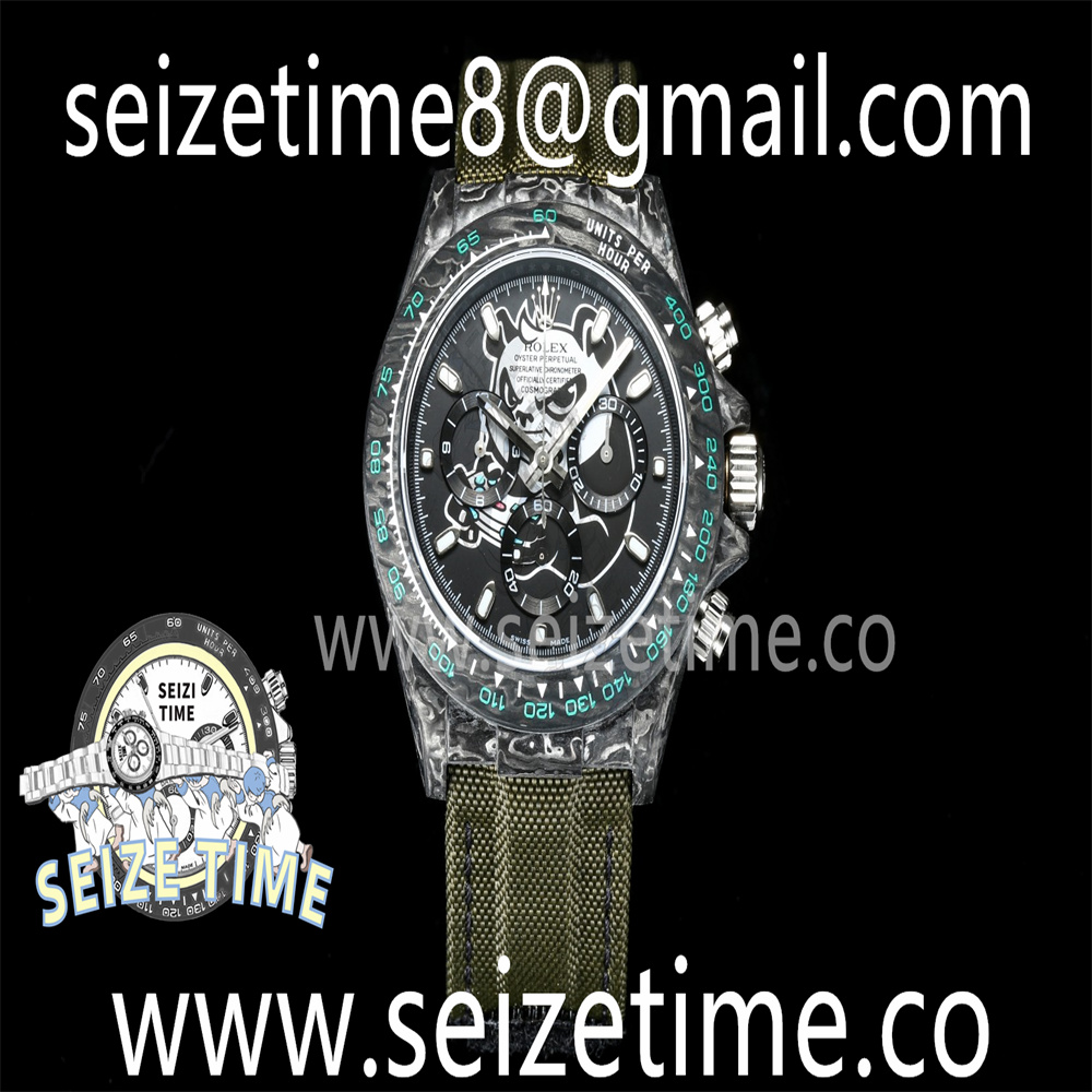 Daytona DIW Carbon TWF Best Edition Black Dial on Green Nylon Strap A7750