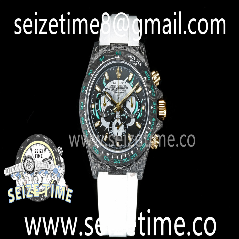 Daytona DIW Carbon TWF Best Edition Black Dial on White Rubber Strap A7750