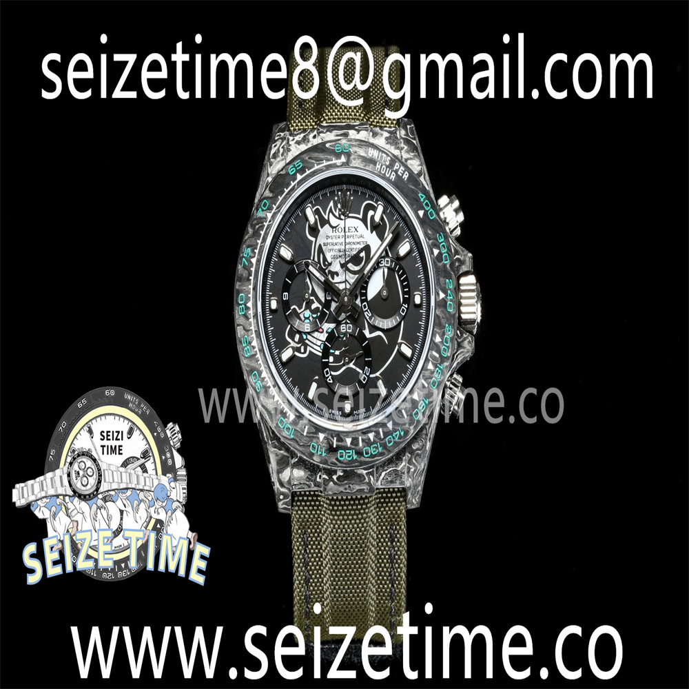 Daytona DIW Carbon TWF Best Edition Black Dial on Green Nylon Strap A7750