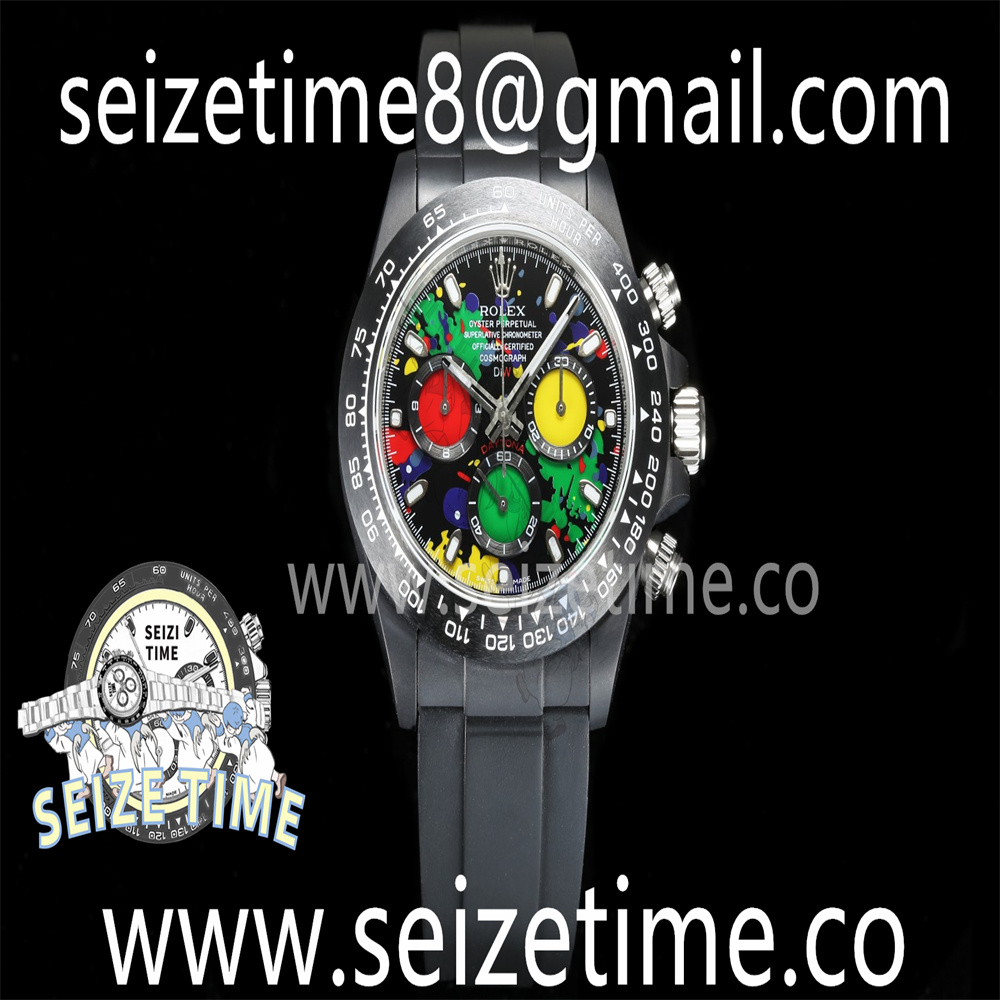 Daytona Black Ceramic TWF Best Edition Colorful Dial on Black Rubber Strap A7750