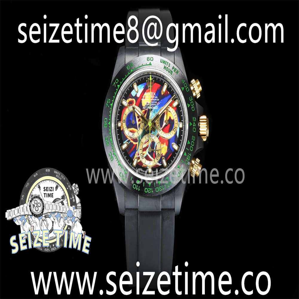 Daytona Black Ceramic Charles Great TWF Best Edition Colorful Dial on Black Rubber Strap A7750