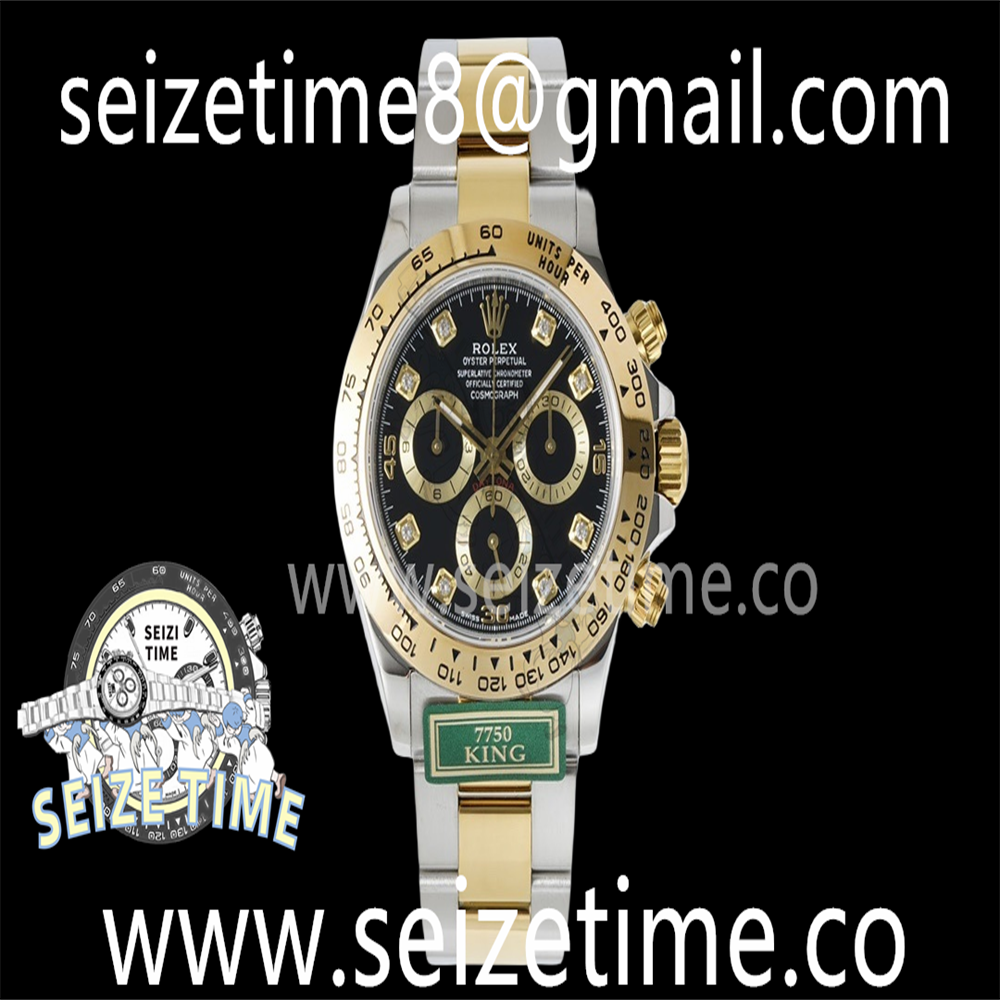 Daytona 116503 KING 1:1 Best Edition Black/YG Diamonds Dial on SS/YG Bracelet A7750