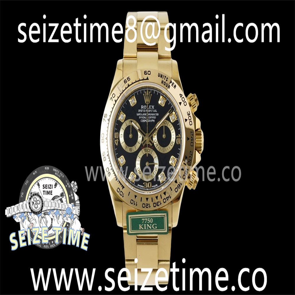 Daytona 116508 KING 1:1 Best Edition Black/YG Diamonds Dial on YG Bracelet A7750