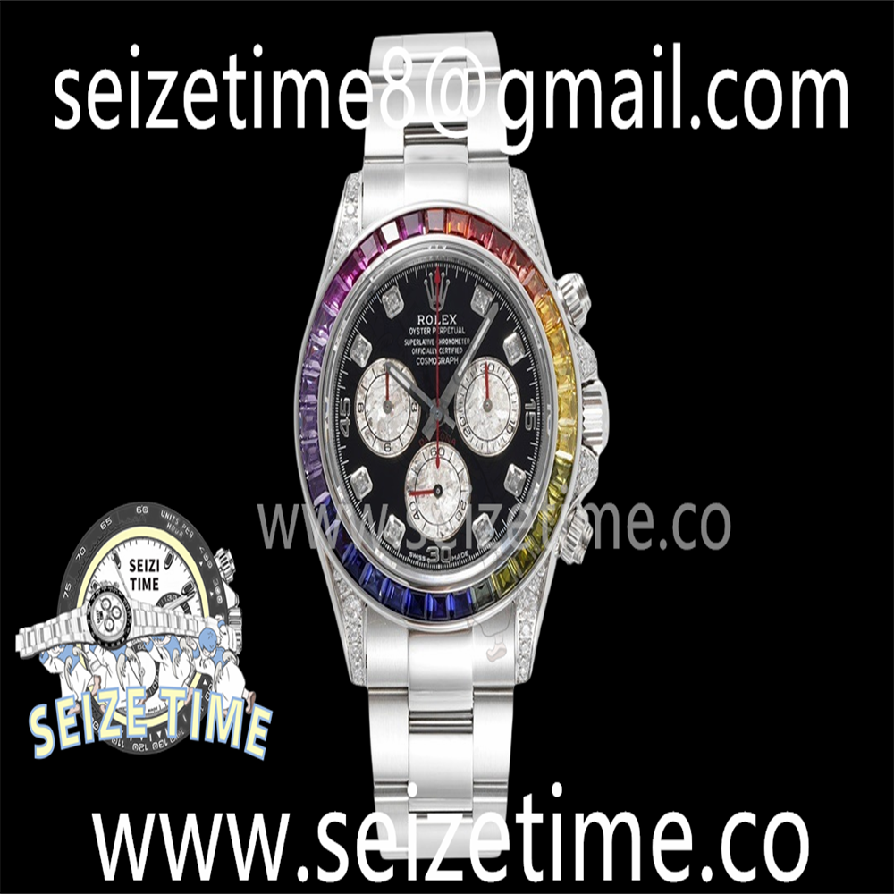Daytona 116599RBOW 904L SS KING 1:1 Best Edition Diam Bezel Black Dial on SS Bracelet A7750