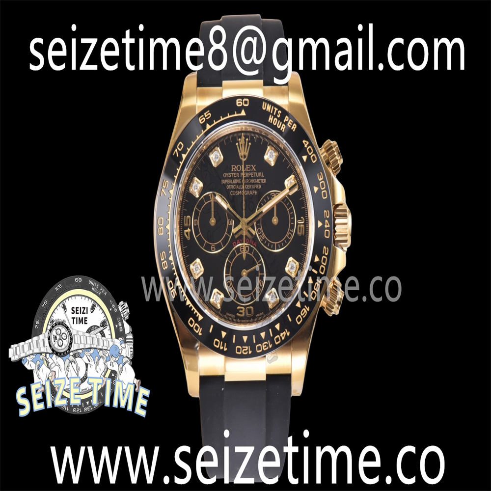 Daytona 116518 904L YG Clean 1:1 Best Edition Black Diamond Dial on Oysterflex Strap SA4130