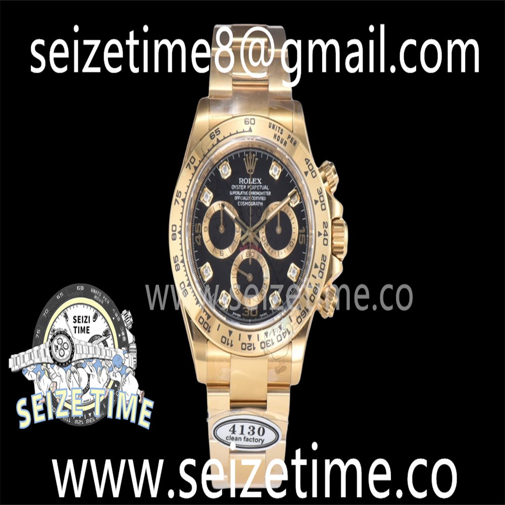Daytona 116508 904L YG Clean 1:1 Best Edition Black Diamond Dial on YG Bracelet SA4130