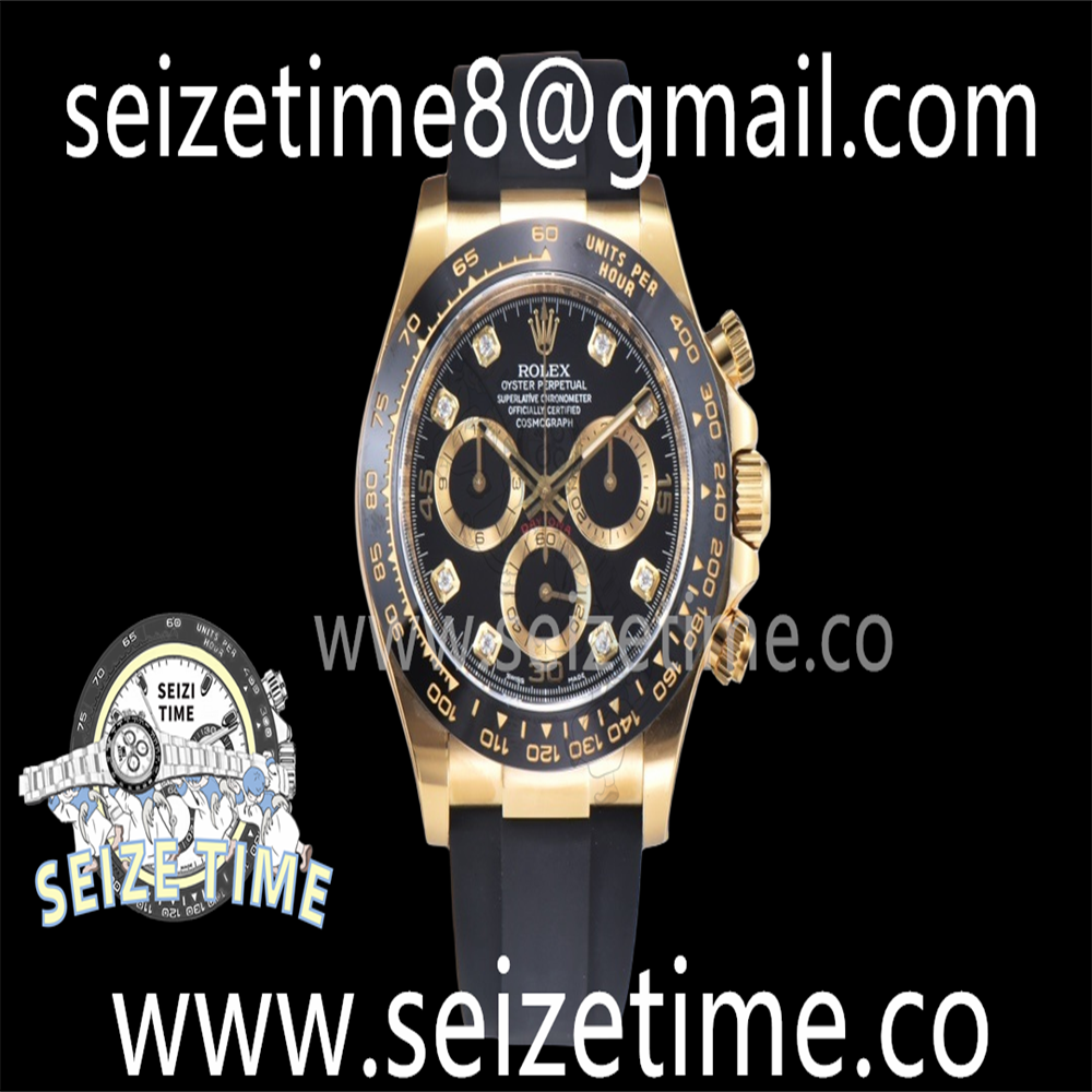 Daytona 116518 904L YG Clean 1:1 Best Edition Black Diamond Dial on Oysterflex Strap SA4130