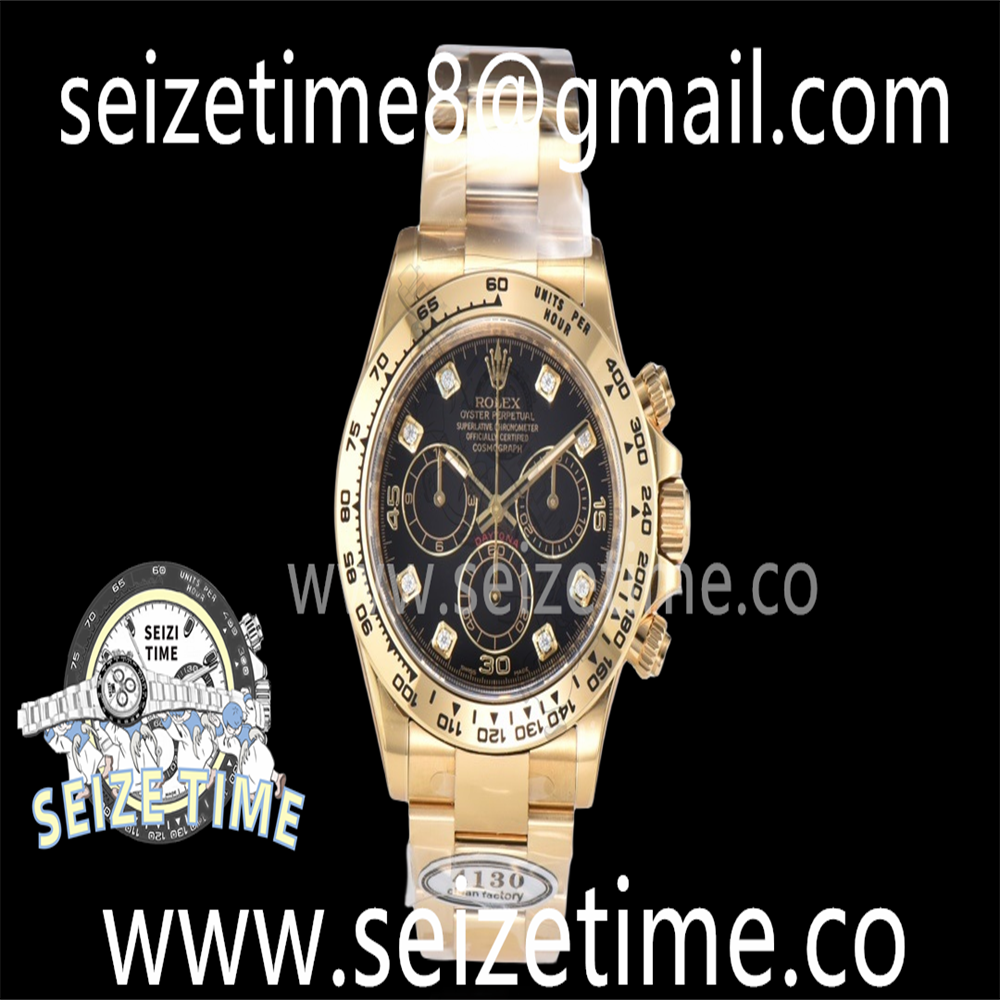 Daytona 116508 904L YG Clean 1:1 Best Edition Black Diamond Dial on YG Bracelet SA4130